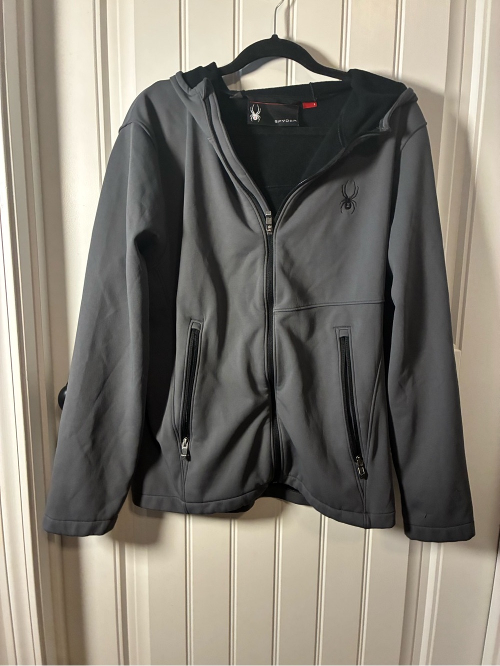 Spyder Men's Gray Hooded Softshell Jacket Large